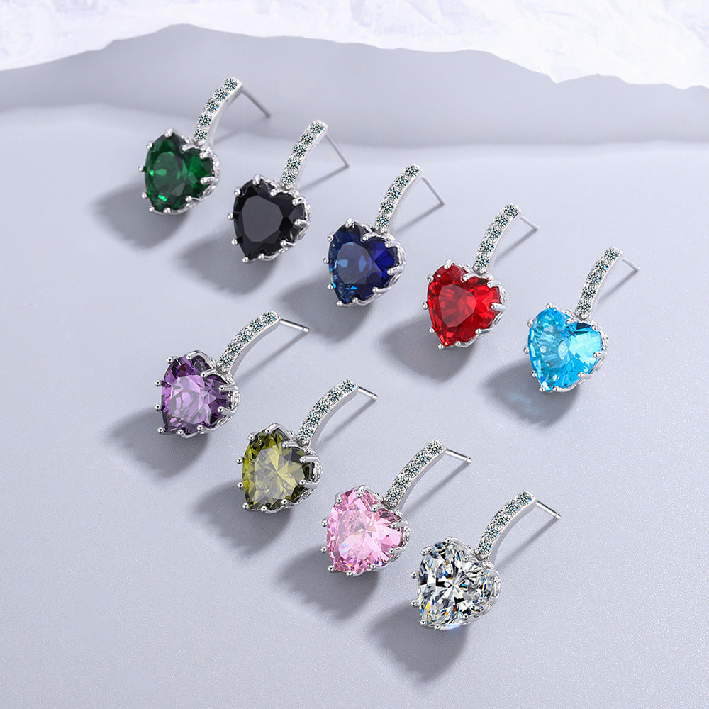 Wholesale Zircon Heart Copper Earrings