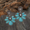 O1CN0146Rkke1qyMPCiq2GP__2206372095564-0-cib Wholesale Vintage Bohemian Flowers Turquoise Alloy Earrings