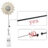 Wholesale Badge Reels Metal Sunflower Flower Diamond Retractable Keychain