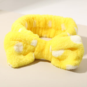 #8 yellow polka dot headband - single