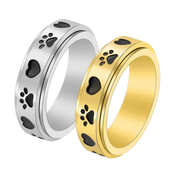 Wholesale Titanium Steel Love Dog Paw Spin Ring