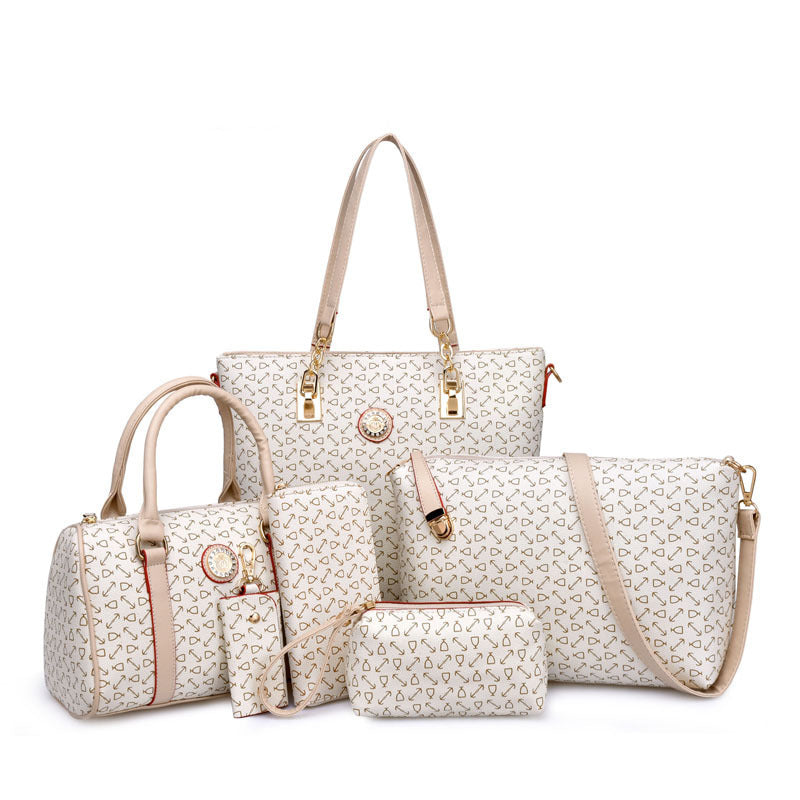 Wholesale PU Bone Pattern Printing Shoulder Bag Six-piece Set