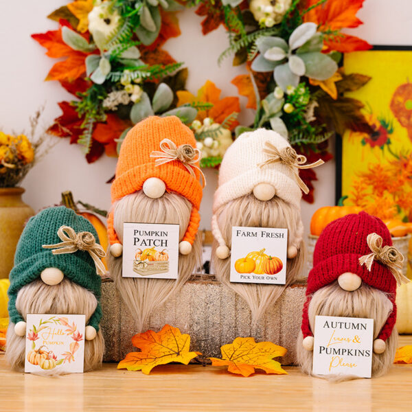 Wholesale Doll Country Dwarf Orange Thanksgiving Autumn Polyester Ornaments
