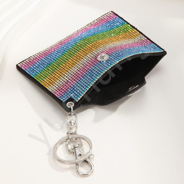 Wholesale Fashion Colorful Rhinestone Credit Card Holder Coin Purse Leopard Print Colorful Card Holder Leather Keychain