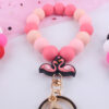Wholesale Cartoon Valentine's Day Leopard Print Love Swan Silicone Beaded Wrist Keychain