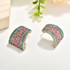 Wholesale Heavy Industry Trapeze Color Diamond C Shape Alloy Earrings