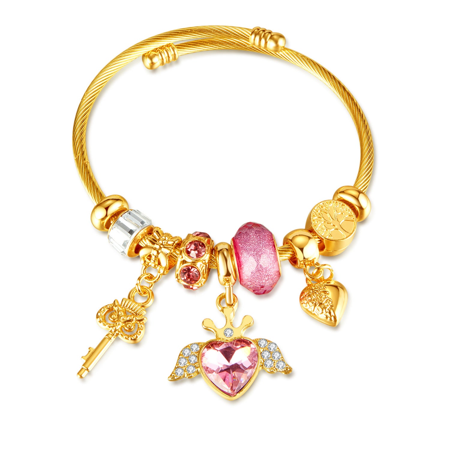 Wholesale Valentine's Day Stainless Steel Angel Wings Love Bracelet