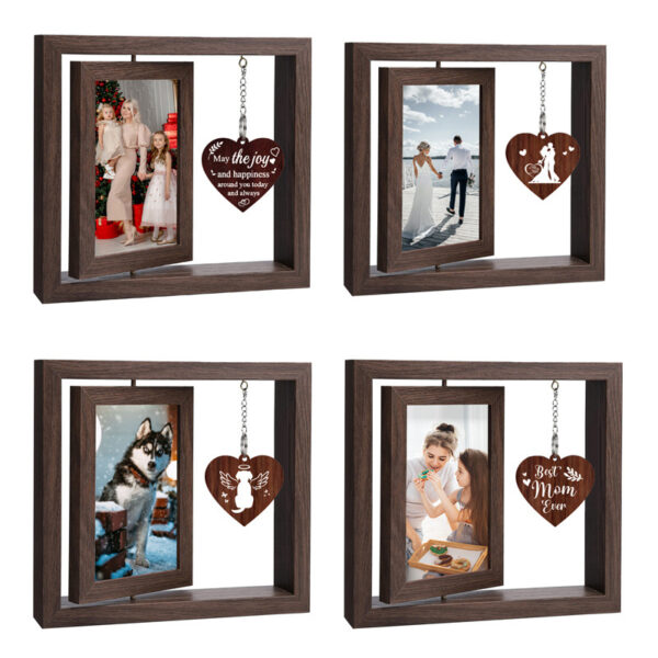 O1CN014Eu26L1qSIsdWLyEK_2216828805494-0-cib Wholesale Mother's Day Double Sided Rotating Photo Frame 6-inch Wooden Frame Set