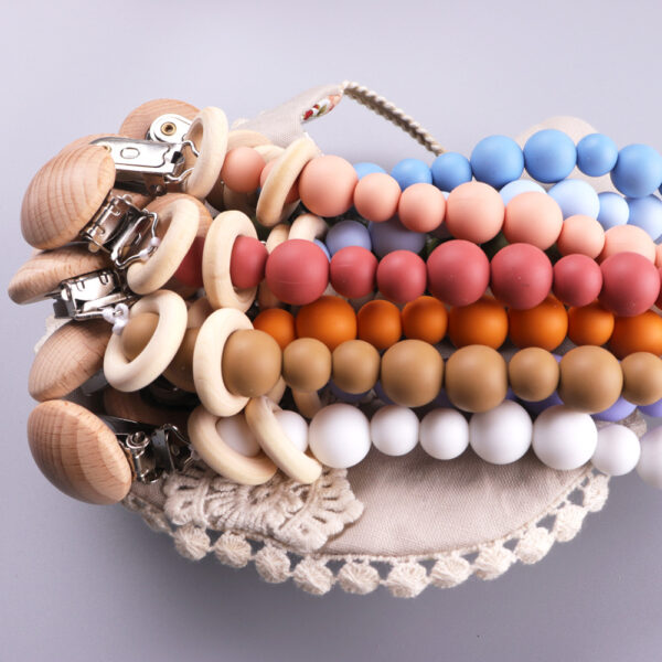 O1CN014Fk9dE1y3aMV4yMVT_2206682286523-0-cib Wholesale Baby Beech Wood Clip Silicone Bead Grinding Pacifier Chain