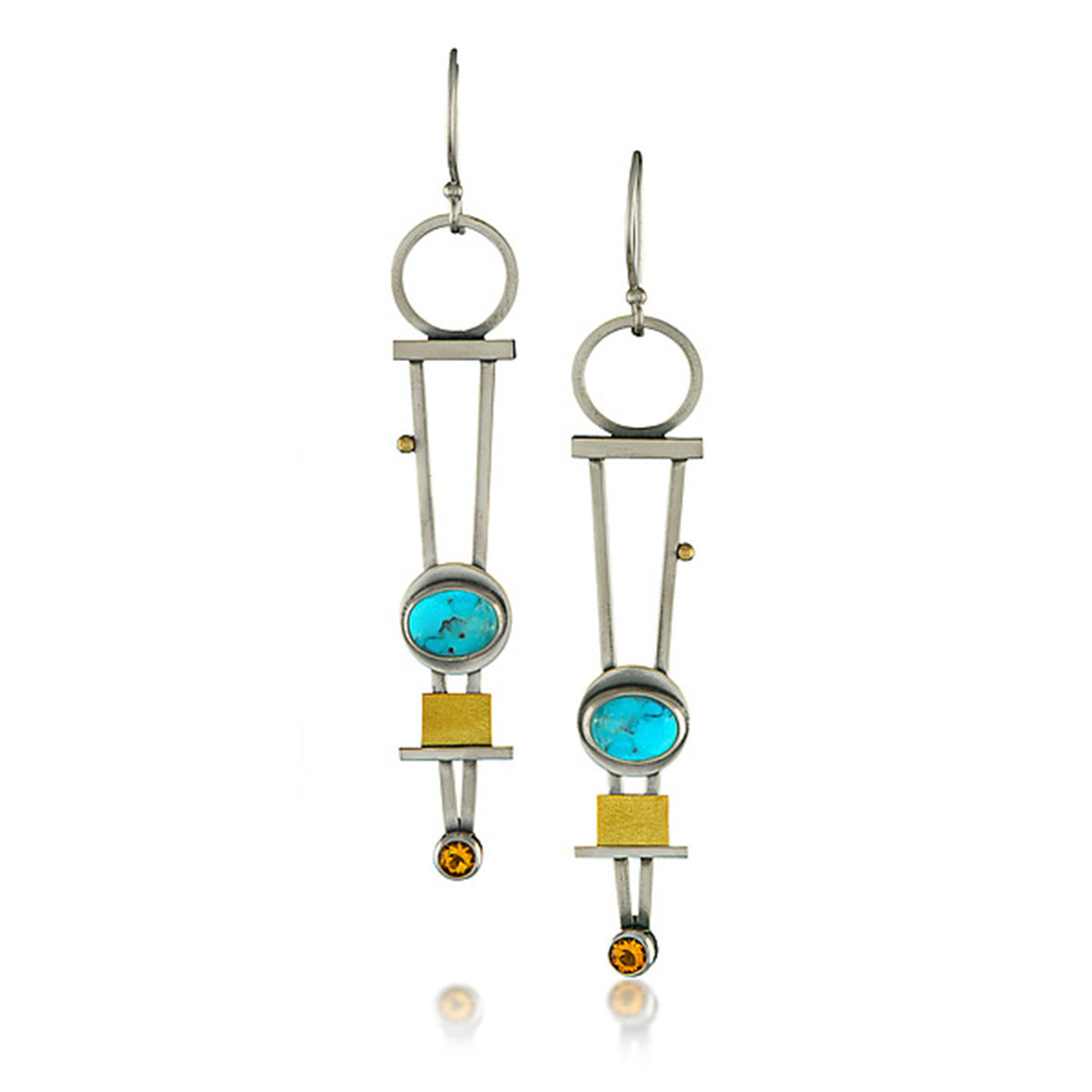 Wholesale Turquoise Thai Sier Lapis Lazuli Diamond Two Color Plaid Earrings