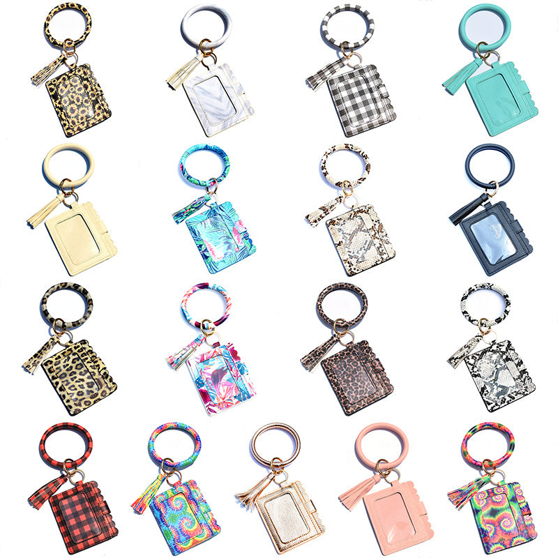 Wholesale PU Pick Bag Tassel Bracelet Key Chain