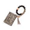 Wholesale Leopard Print Card Holder Silicone Beaded Wrist Keychain