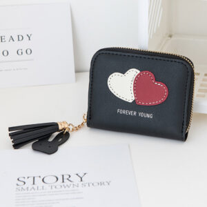 Two-Tone Love Short Wallet-Black