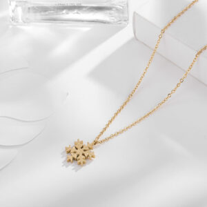 O1CN014Kax4N1qQ0g36R9GF__3379555489-0-cib Wholesale Titanium Steel Color Gold Frosted Small Snowflake Necklace