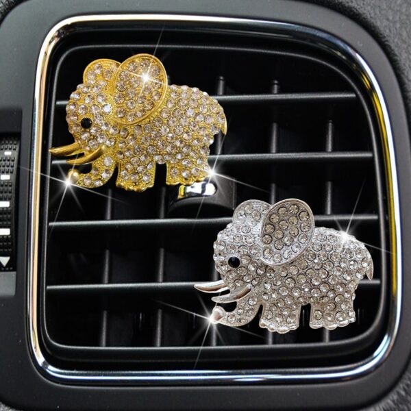 Wholesale Metal Rhinestone Elephant Car Aroma Decoration Clip
