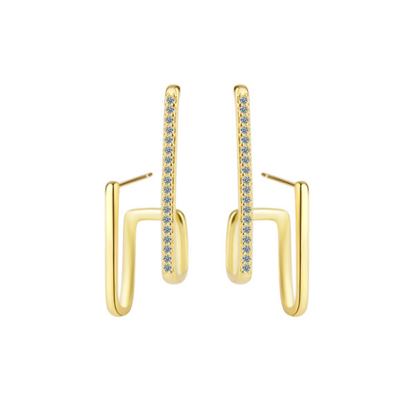 Wholesale Irregular Inlaid Zirconium Single Row Copper Earrings