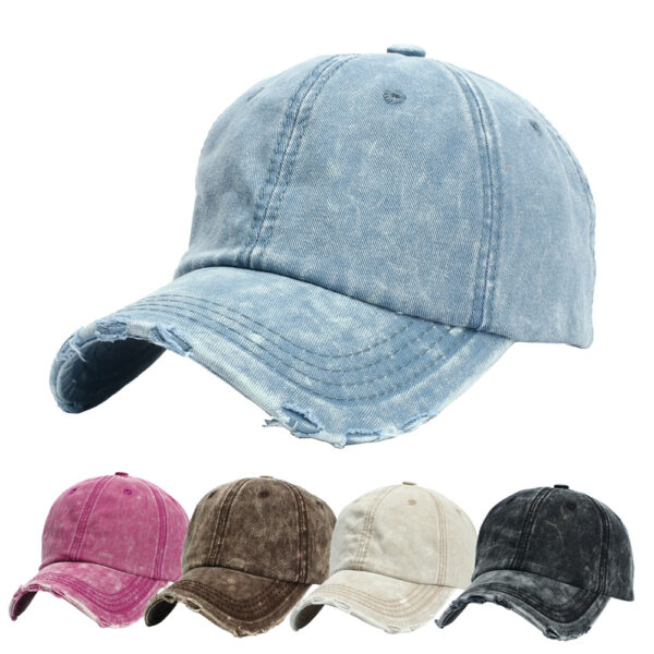 Wholesale Ripped Fashionable Washed Cotton Ripped Denim Simple Light Plate Hat