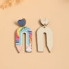 Wholesale Pencil U Shape Rainbow Wooden Earrings