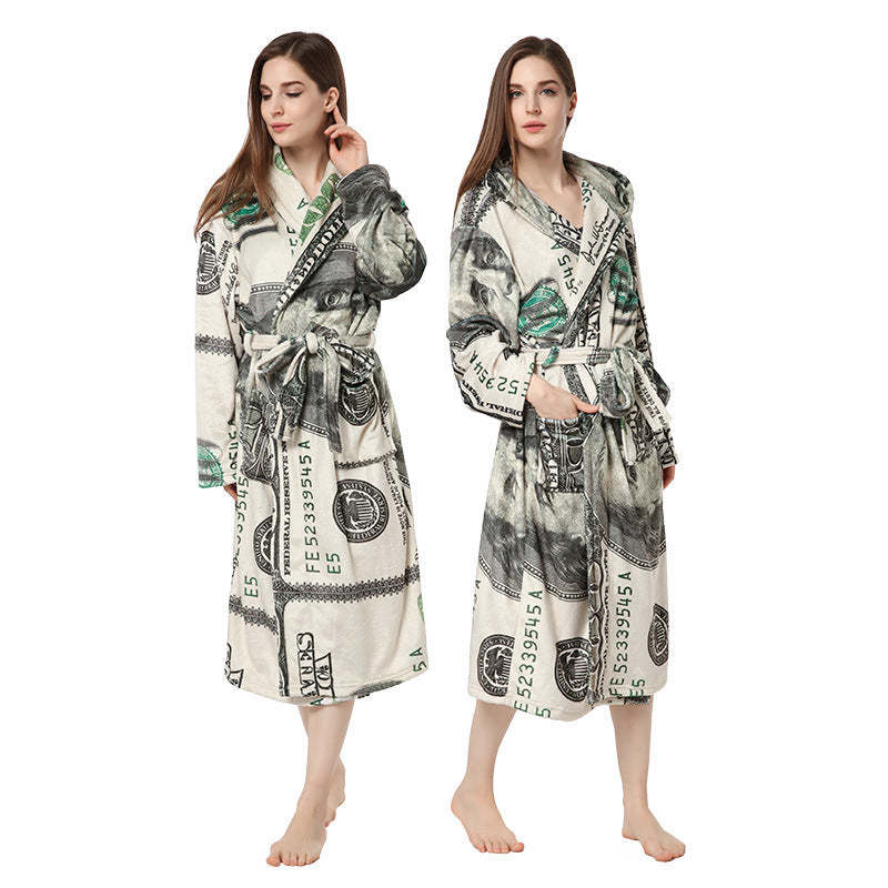 Wholesale Robe Lapel Loungewear Flannel Robe