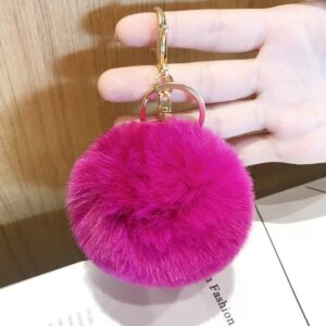 rose red small fur ball / Packed in a single opp bag. the keychain is not fixed. if necessary, please contact customer service for notes
