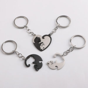 Wholesale Love Cat Metal Keychain