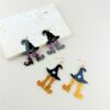 Wholesale Halloween Acrylic Wizard Hat Boots Printed Earrings