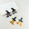 Wholesale Halloween Acrylic Wizard Hat Boots Printed Earrings