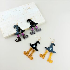 O1CN014RQ9tI1d8Wk2cKgxm__3502443691-0-cib Wholesale Halloween Acrylic Wizard Hat Boots Printed Earrings