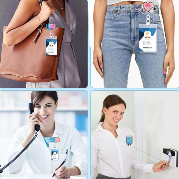 Wholesale Badge Reels Acrylic Quicksand Doctor Nurse Retractable Keychain