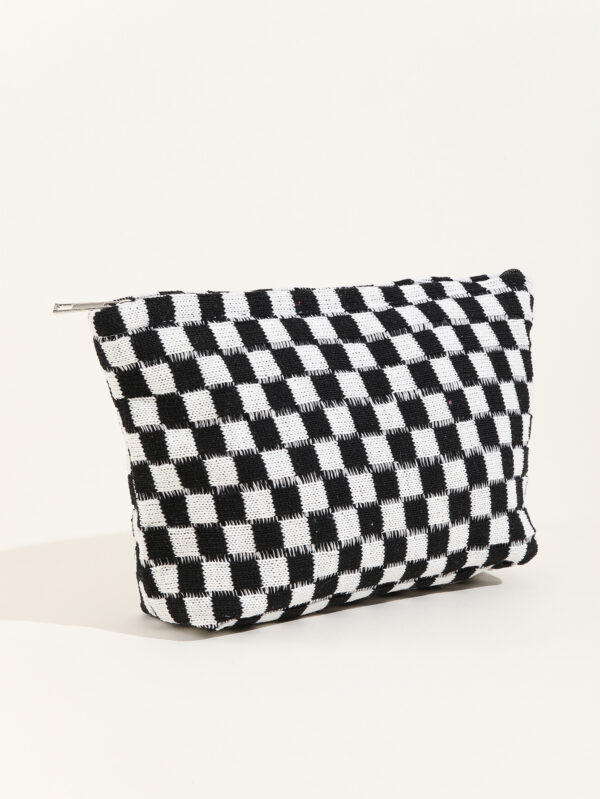 Wholesale Large Wool Checkerboard Large Capacity Pencil Case Knitted Storage Bag