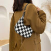 Wholesale Pu Checkerboard Baguette Underarm Bag