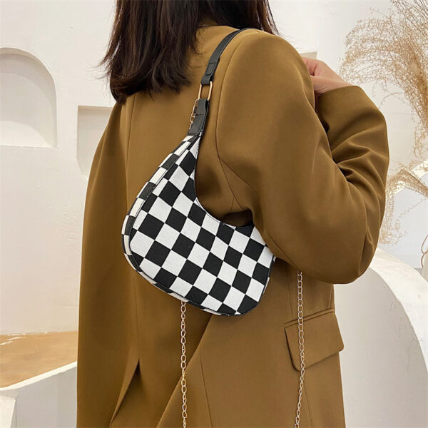 Wholesale Pu Checkerboard Baguette Underarm Bag