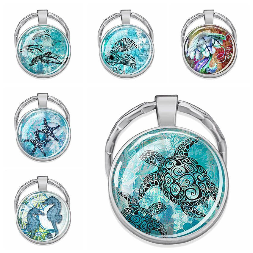 Wholesale Metal Sea Turtle Starfish Conch Keychain
