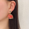 Wholesale Christmas Clothing Design with Oil Dripping Alloy Diamond Earrings