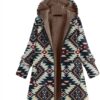 Wholesale Aztec Zipper Embroidered Vintage Warm Cotton Black Coat