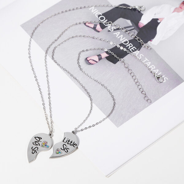 Wholesale Stainless Steel Lettering Heart Necklaces 2-Pack