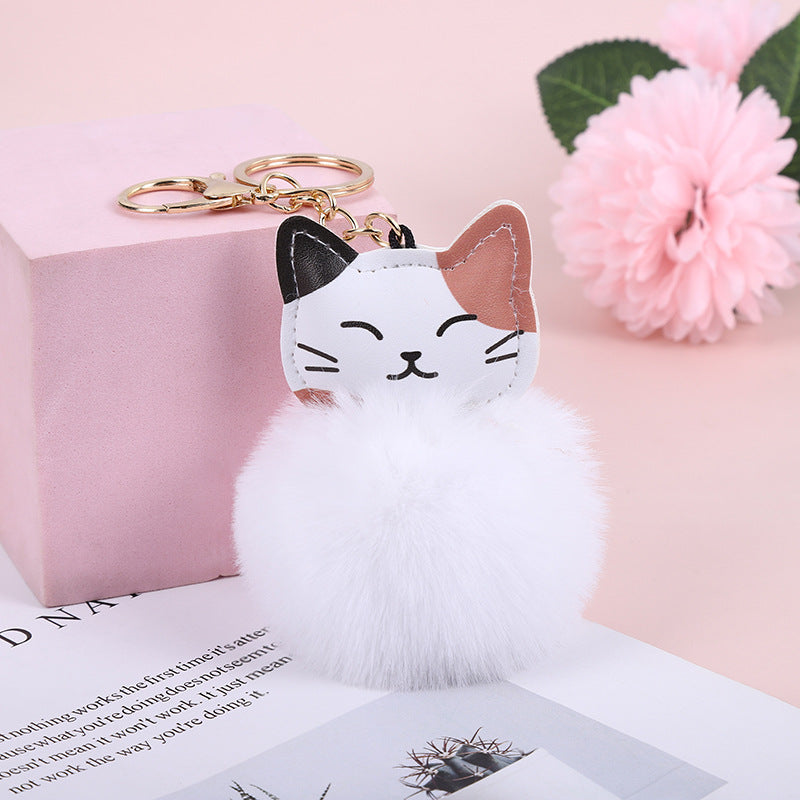Wholesale Lucky Cat Imitation Rex Rabbit Fur Keychains