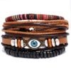 Wholesale Leather Braided Eyes Boho Bracelet