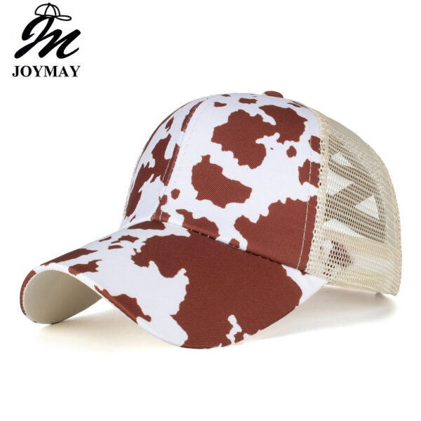 Wholesale Polyester Cow Pattern Cross Elastic Net Ponytail Baseball Cap