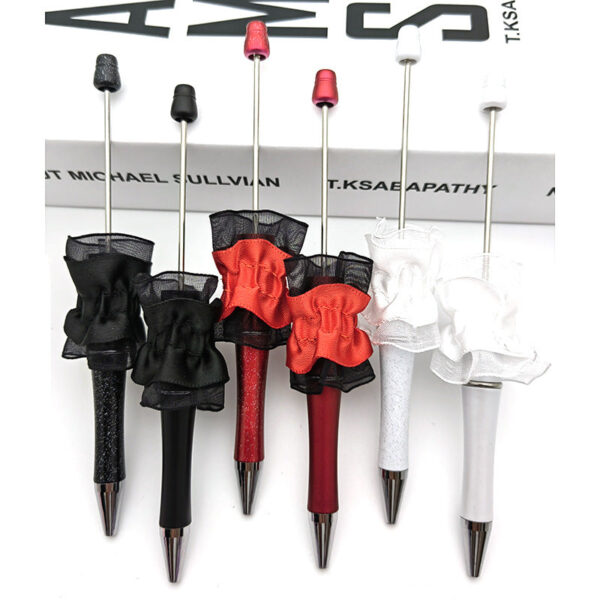 Wholesale Beadable Pens Flower Black White Red Gauze DIY Ballpoint Pen