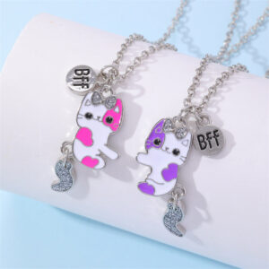 Wholesale Cartoon Cat Fox Avocado Love Stitching Magnetic Necklace