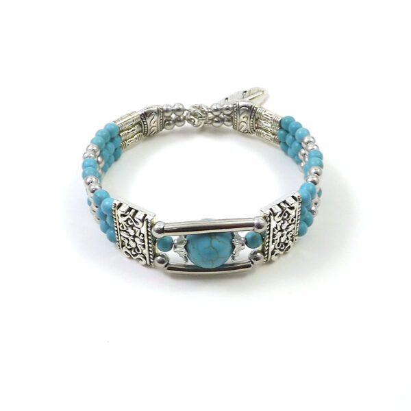 Wholesale Exaggerated Ethnic Style Fashion Tibetan Silver Miao Silver Turquoise Bracelet