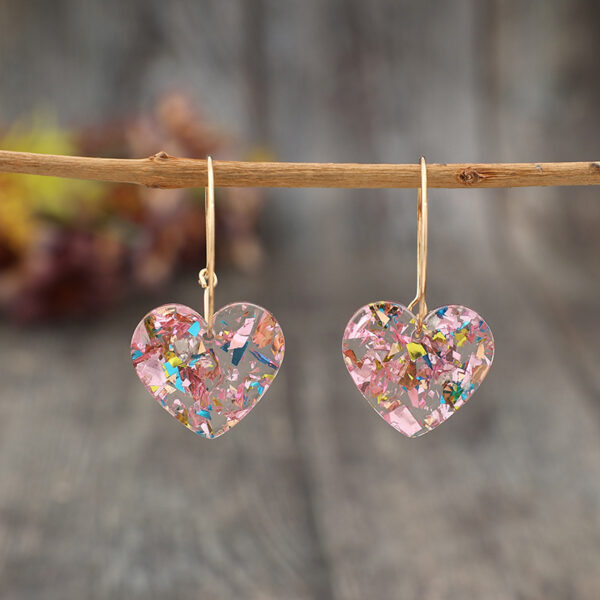 Wholesale Valentine's Day Collection Hyuna Style Sequin Transparent Heart Shape Multicolor Women's Earrings