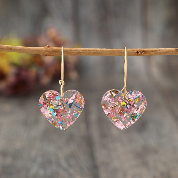 Wholesale Valentine's Day Collection Hyuna Style Sequin Transparent Heart Shape Multicolor Women's Earrings