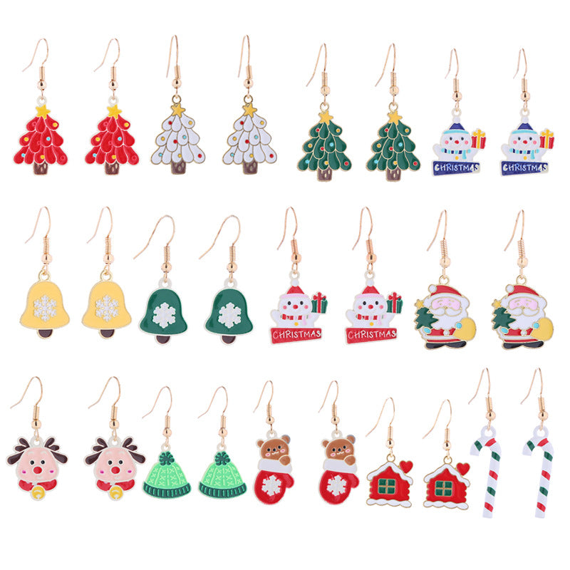 Wholesale Cartoon Snowman Bells Snowflake Christmas Earrings