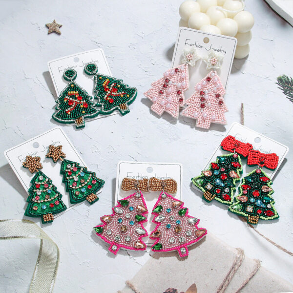 O1CN014ck5Uk1TQG1Bg8nAM__2207499512376-0-cib Wholesale Christmas Series Christmas Tree Rice Bead Earrings