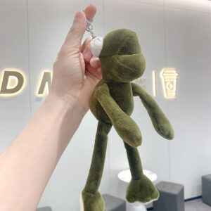 Plush long-legged green frog