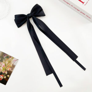 Long and short ribbon duckbill clip Black