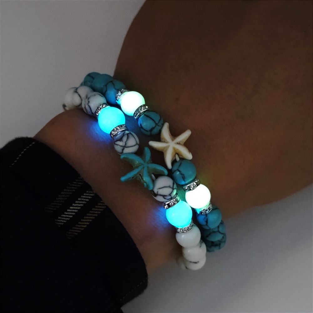 Wholesale Glow Starfish Boho Turquoise Luminous Bracelet