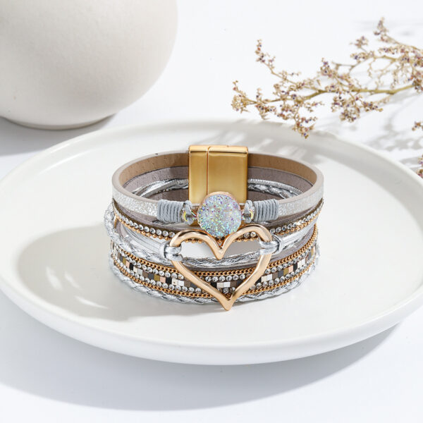 O1CN014gbCr71Gy47hL6Lbk_2210898160690-0-cib Wholesale Leather Cord Multi-Layered Raw Stone Love Bracelet